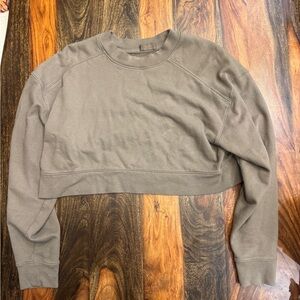 Cropped Crewneck Sweatshirt, Mocha